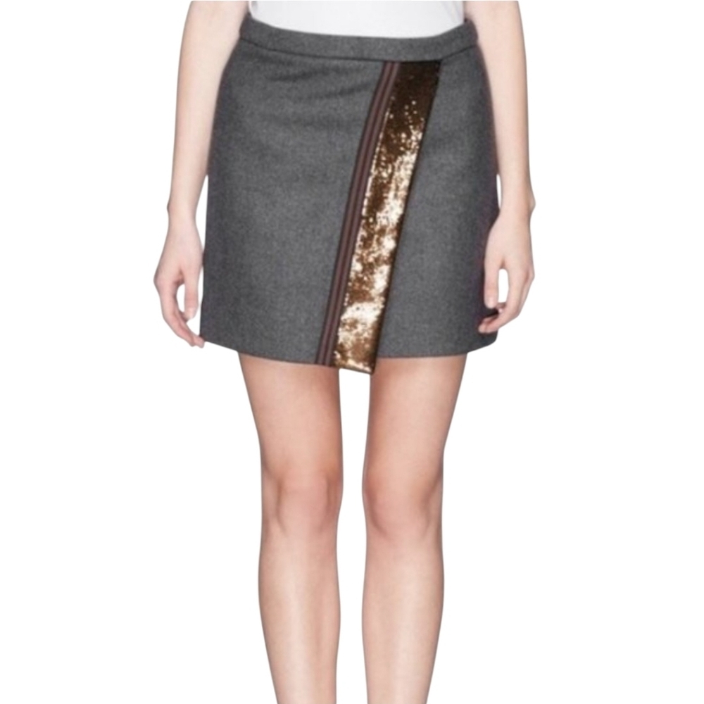 J. Crew Wool Blend Origami Skirt Mini Sequins Gray Women's Size 4 - Picture 2 of 12